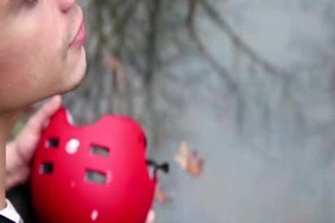 European Jake Bass in latex rimming outdoors