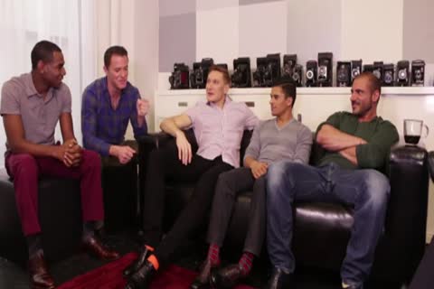 excited Interracial guys banging In group