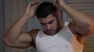 BROMO: Damien Stone exposing uncut cock