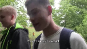 built lad with a monstrous boner in tasty three-some