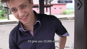 lovely guy from Prague blows penis at train station