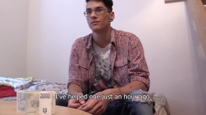A nice-looking lad takes his raiment off
