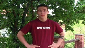 Playful twink?s solo masturbation session outside